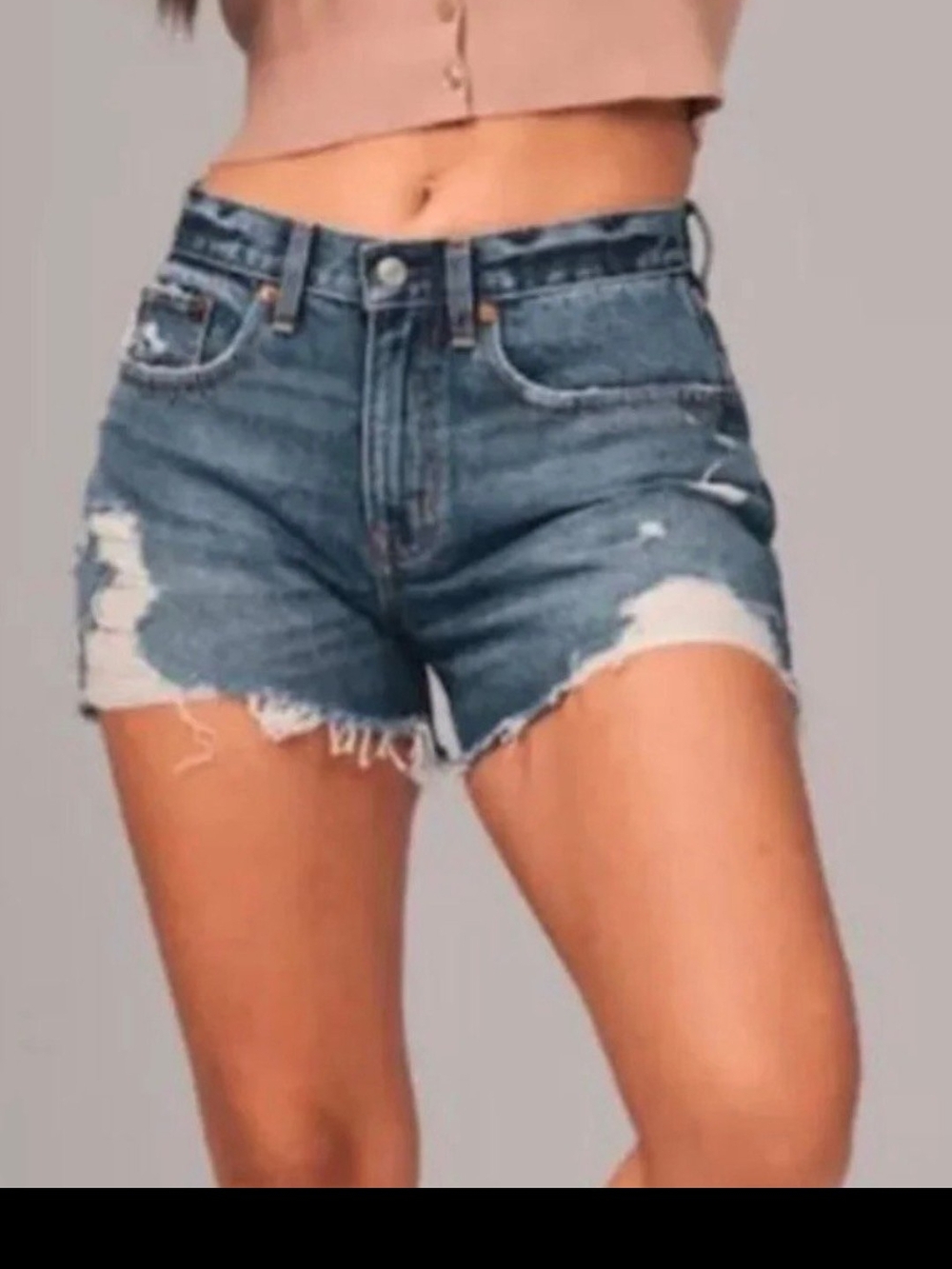Abercrombie & Fitch Curve Love Distressed Denim Shorts Size 2